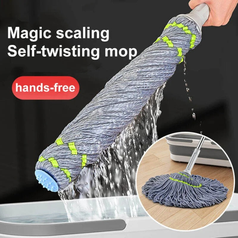 Self-Twisting Microfiber Mop | Hands Free Magic Spin Floor Cleaning Mop