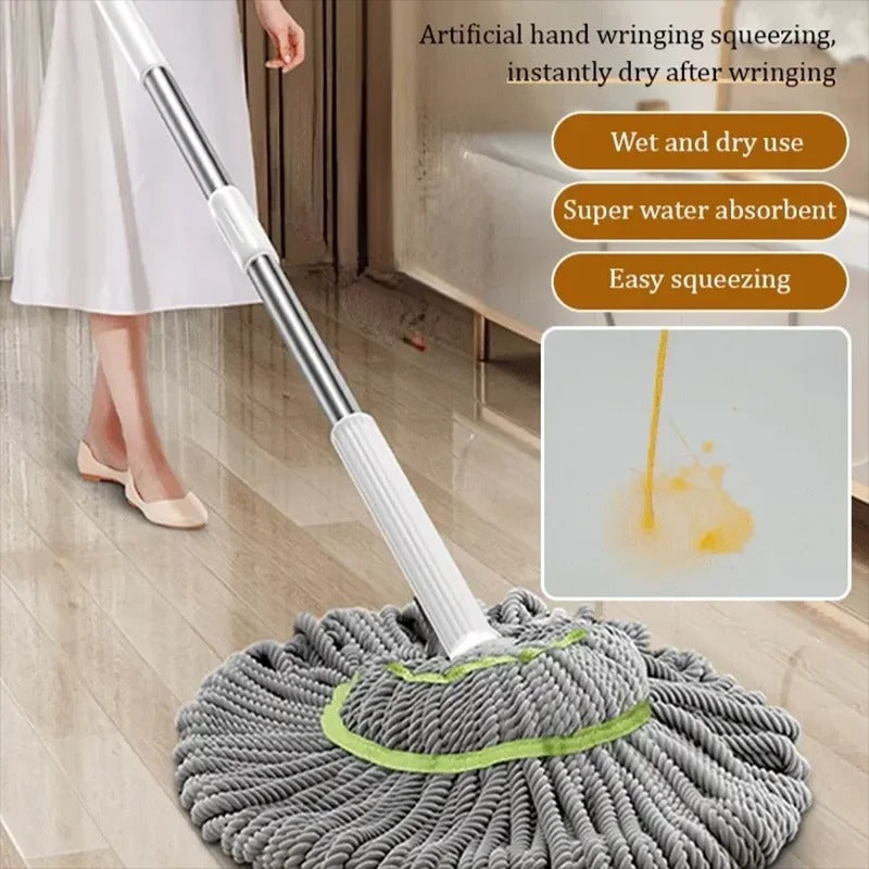 Self-Twisting Microfiber Mop | Hands Free Magic Spin Floor Cleaning Mop