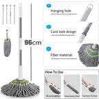 Self-Twisting Microfiber Mop | Hands Free Magic Spin Floor Cleaning Mop