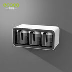 Eco-Modern Wall-Mounted Spice Rack – 3-Drawer Organizer with Precision Spoons