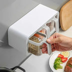 Eco-Modern Wall-Mounted Spice Rack – 3-Drawer Organizer with Precision Spoons