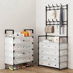 Multi-Layer Bedroom Storage Organizer with Shoe Cabinet & Hanging Rack