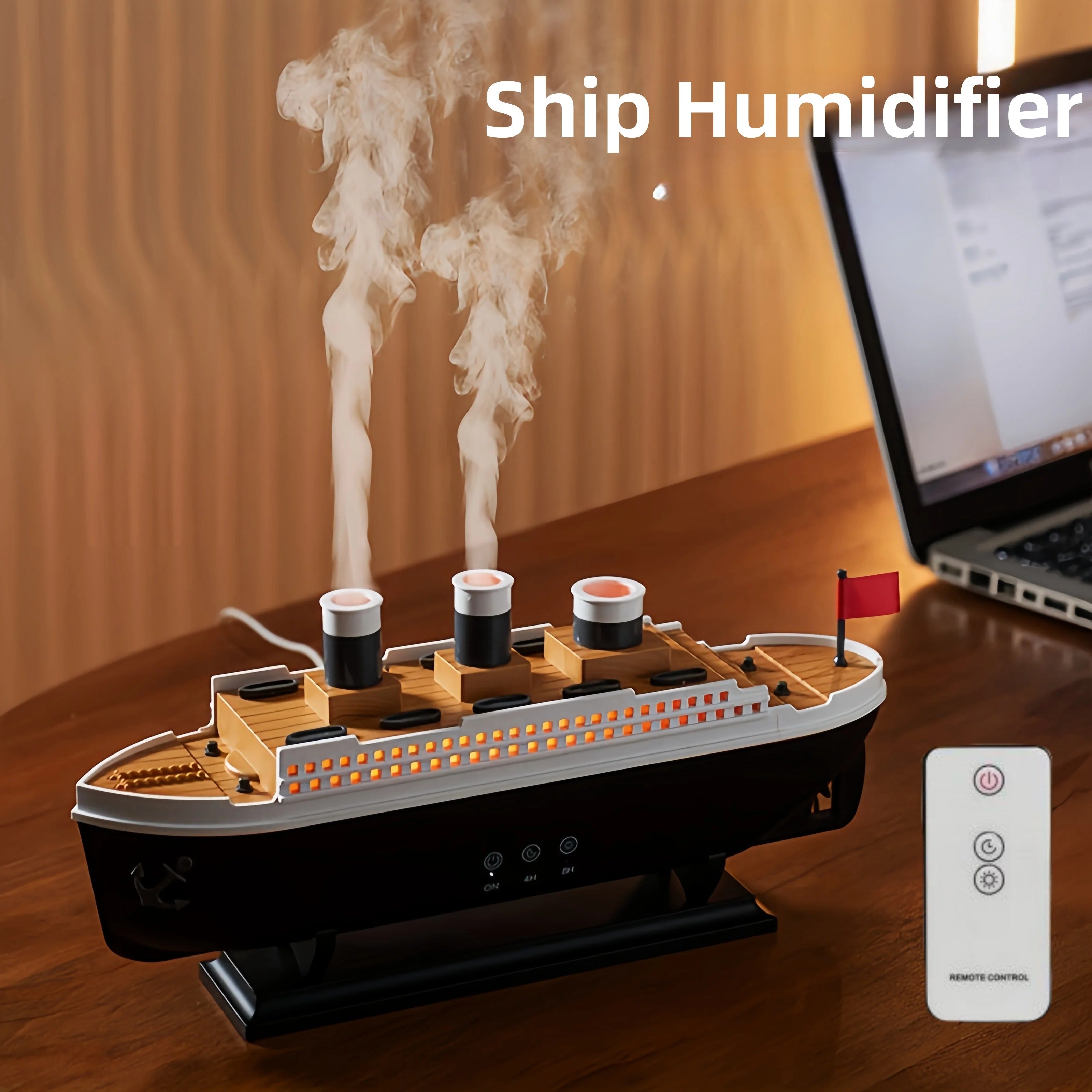 Ship-Themed Jellyfish Aroma Diffuser | Decorative Essential Oil Humidifier with Ambient Light