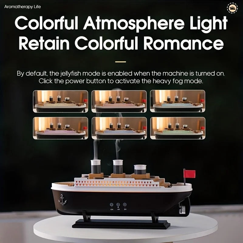 Ship-Themed Jellyfish Aroma Diffuser | Decorative Essential Oil Humidifier with Ambient Light