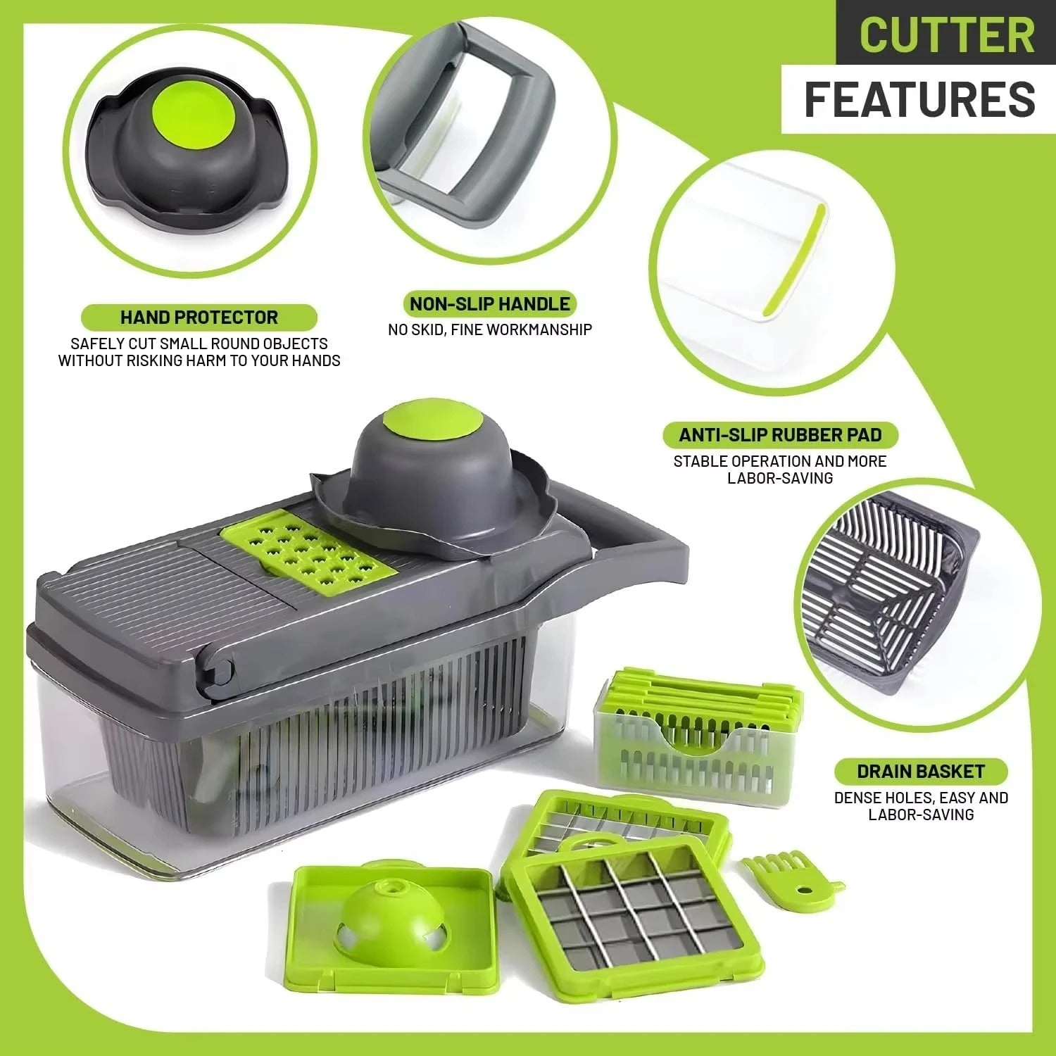 Multi-Function Vegetable Chopper Set | 22-in-1 Manual Slicer, Dicer & Grater with Container