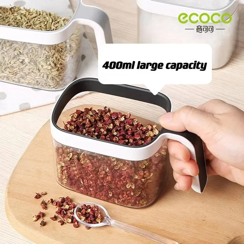Eco-Modern Wall-Mounted Spice Rack – 3-Drawer Organizer with Precision Spoons