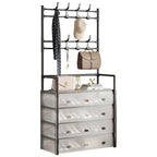 Multi-Layer Bedroom Storage Organizer with Shoe Cabinet & Hanging Rack