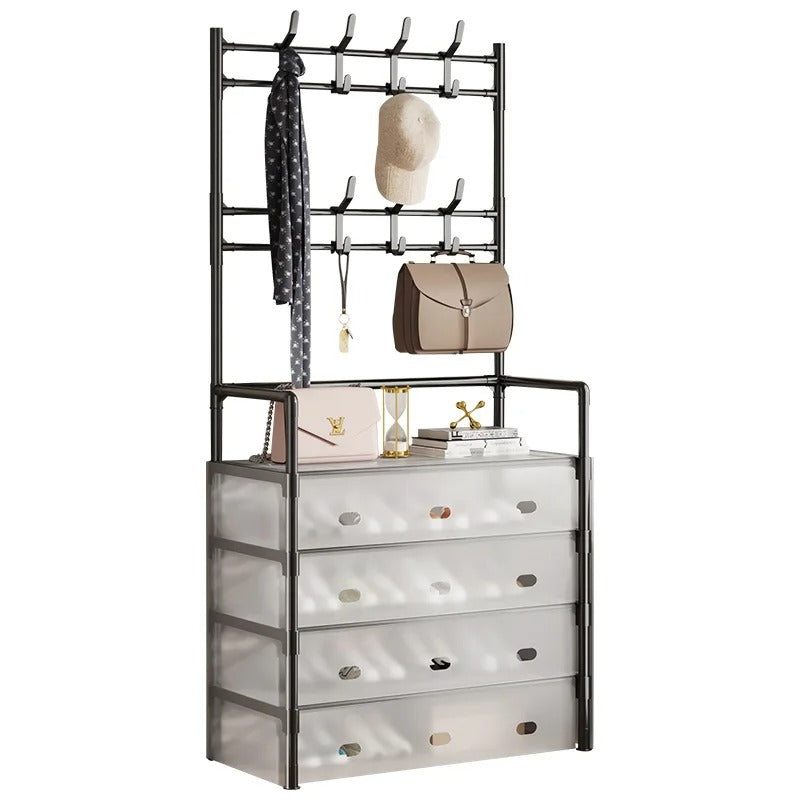 Multi-Layer Bedroom Storage Organizer with Shoe Cabinet & Hanging Rack