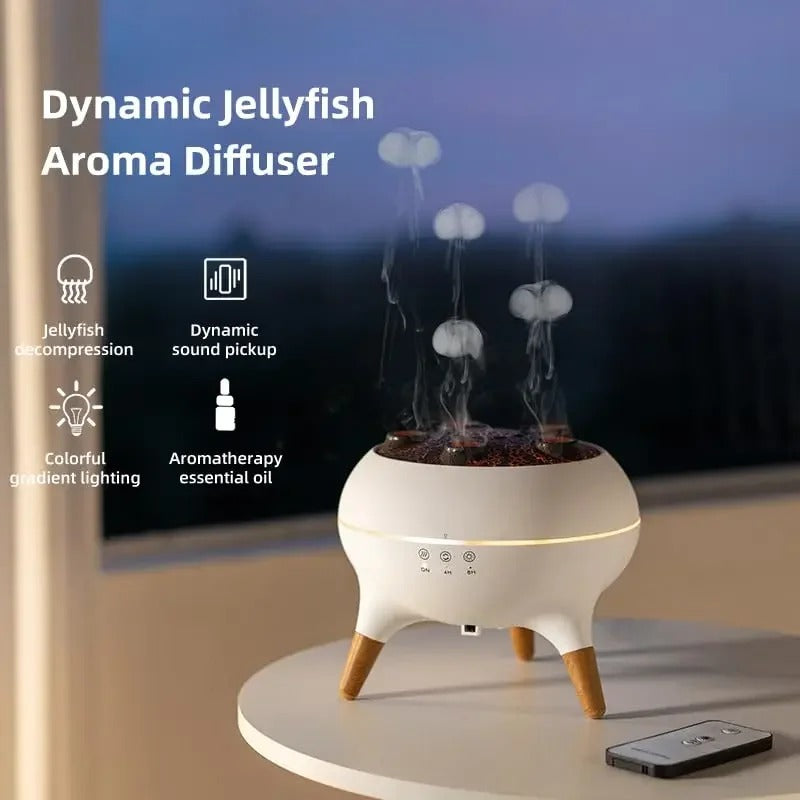 Dynamic Jellyfish Aroma Diffuser | Sound Reactive Mist & Ambient Light Humidifier