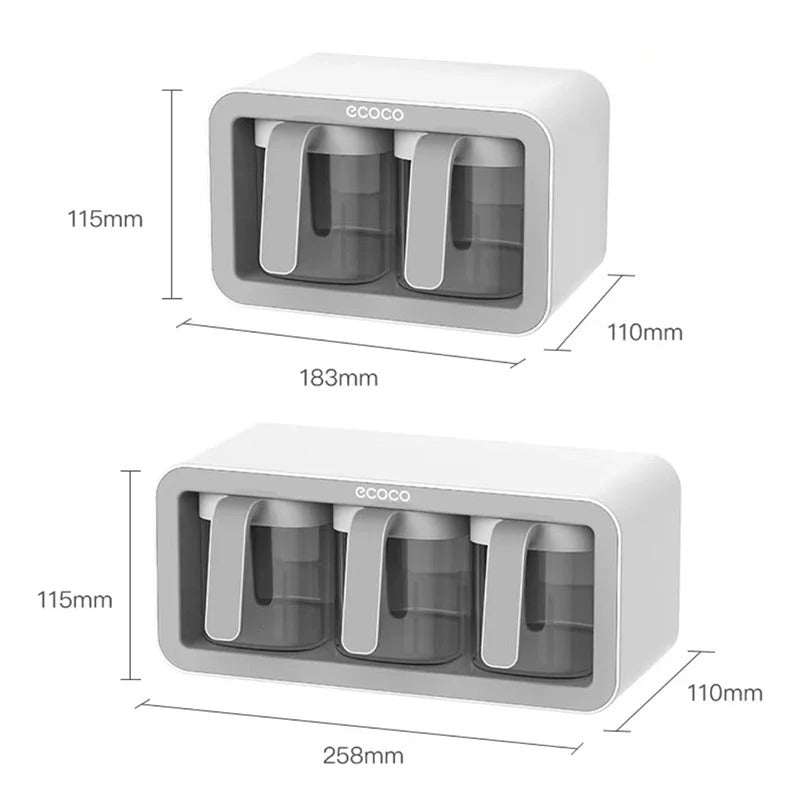 Eco-Modern Wall-Mounted Spice Rack – 3-Drawer Organizer with Precision Spoons