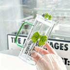 400 ML Elegant Butterfly Glass Tumbler with Straw & Handle – Reusable Aesthetic Coffee & Juice Cup