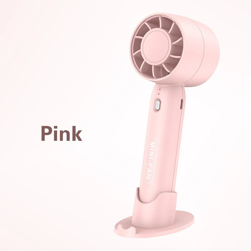 Cute Portable Mini Fan – USB Rechargeable Handheld & Desktop Cooling Fan