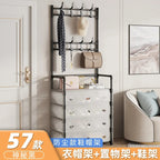 Multi-Layer Bedroom Storage Organizer with Shoe Cabinet & Hanging Rack