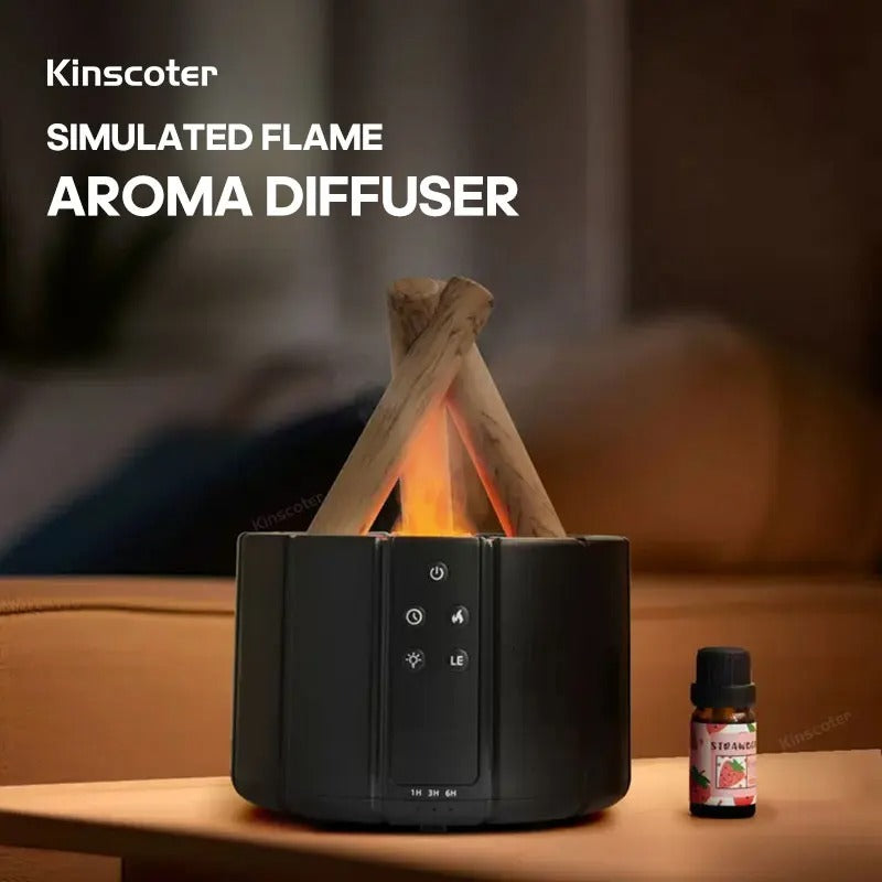 Simulated Flame Aroma Diffuser | 280ml Ultrasonic Humidifier with Remote Control