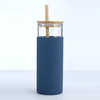 Premium 400mL Glass Tumbler with Bamboo Lid & Straw – Reusable Aesthetic Water Bottle