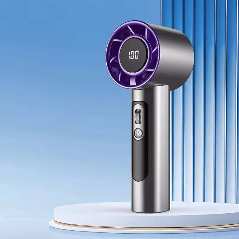 Portable Rechargeable Mini Fan with Digital Display – USB Handheld & Desktop Cooling Fan