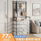 Multi-Layer Bedroom Storage Organizer with Shoe Cabinet & Hanging Rack