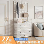 Multi-Layer Bedroom Storage Organizer with Shoe Cabinet & Hanging Rack
