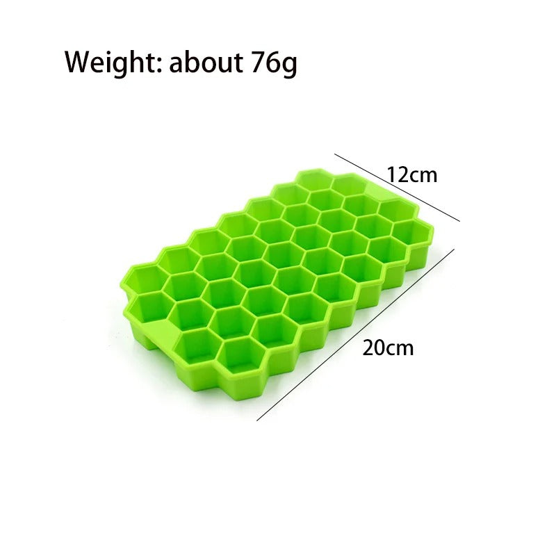 Silicone Honeycomb Ice Cube Tray with Lid | Flexible Hexagon Ice Mold