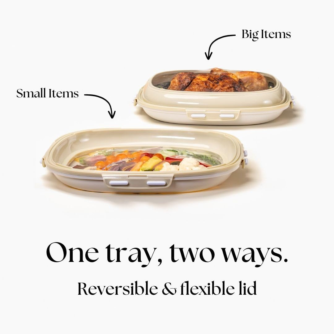 Portable Snack Tray with Lid – Reusable Food Storage & Serving Tray for Fruits, Snacks & Meal Prep