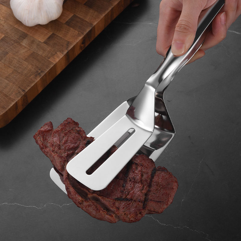 Stainless Steel Tongs with Wide Spatula Grip | Grill, Steak & Frying Kitchen Tongs