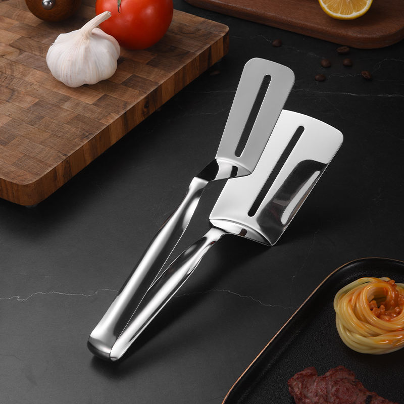 Stainless Steel Tongs with Wide Spatula Grip | Grill, Steak & Frying Kitchen Tongs